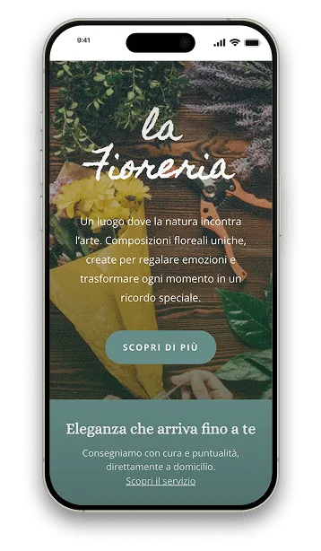Mockup smartphone: vetrina e catalogo fiori