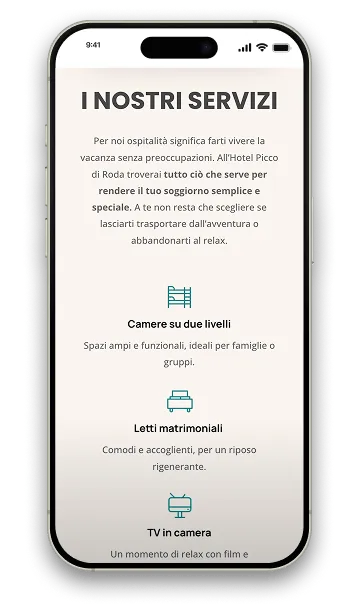 Mockup smartphone: servizi o camere hotel