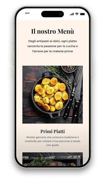 Mockup smartphone: home ristorante