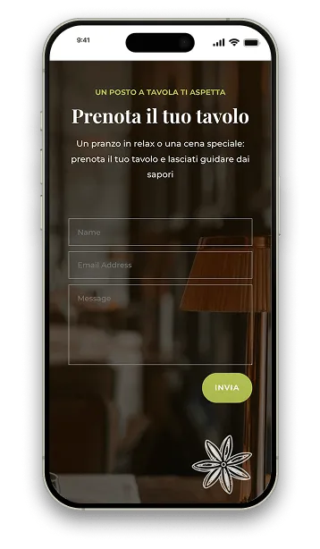 Mockup smartphone: menù o prenotazione